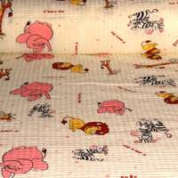 Crepe AKCIÓS! ELI, állat mintás, krém-rózsaszín, pamut krepp vászon