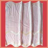 Vitrage CUHA, hímzett, fehér voile vitrázs függöny, narancssárga mintával - 60 cm magas