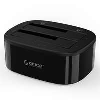 ORICO Orico HDD/SSD Dokkoló - 6228US3-C-EU-B/51/ (2x 2,5"/3,5" HDD/SSD -> USB-A, Max.: 16TB, Klón, fekete)