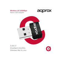 APPROX APPROX Hálózati Adapter - USB, nano, Dual-Band, 600 Mbps Wireless N (802.11b/g/n/ac)