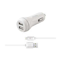 S-LINK S-Link Autós töltő - SW-C530 (2db USB, 5V/2.1A, 5W, Micro USB, 100cm adat+töltőkábel, fehér)