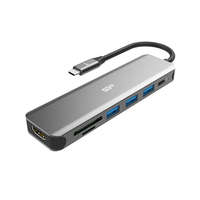 SILICON POWER Silicon Power USB HUB - Type-C 7in1 HUB (1db HDMI, 1db MicroSD, SD kártya, 3db USB3.0, 1db Type-C ) Fekete