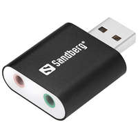 SANDBERG Sandberg Kábel Átalakító - USB to Sound Link (fekete; USB bemenet - 3,5mm jack audio + mikrofon kimenet)