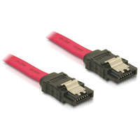 DELOCK Delock Kábel - 84302 (SATA II, egyenes/egyenes csatlakozó (fémlappal), Max.: 3Gbps, piros, 50cm)