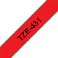 Brother BROTHER szalag TZe-431, Piros alapon Fekete, Laminált, 12mm 0.47", 8 méter