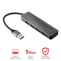 TRUST TRUST 4 portos USB 3.2 Gen1 hub 23327 (Halyx Aluminium 4-Port USB 3.2 Hub)