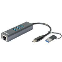 D-Link D-LINK Átalakító USB-C + USB 3.0 + 3xUSB to Ethernet Adapter 1000Mbps , DUB-2332