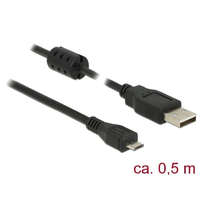DELOCK DeLock USB 2.0 Type-A male > USB 2.0 Micro-B male 0,5m cable Black