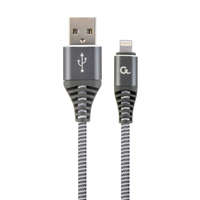 Gembird Gembird CC-USB2B-AMLM-1M-WB2 Lightning Premium cotton braided 8-pin charging and data cable 1m Space Grey/White