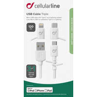 Cellularline Cellularline USB cable with three Lightning adapters + micro USB + USB-C, white
