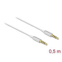 DELOCK DeLock Stereo Jack Cable 3.5mm 4 pin male to male Ultra Slim 0,5m White