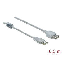 DELOCK DeLock Extension cable USB 2.0 Type-A male > USB 2.0 Type-A female 0,3m Transparent
