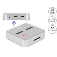 DELOCK DeLock Docking Station for 1 x M.2 NVMe SSD + 1 x M.2 SATA SSD with SD Express (SD 7,1) Card Reader and Clone Function