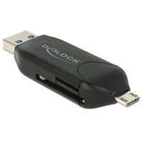 DELOCK DeLock microUSB OTG Card Reader + USB3.0 A male Black