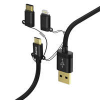 Hama Hama 3-in-1 Alu microUSB Cable +Adapter for USB Type-C / Lightning 1m Black