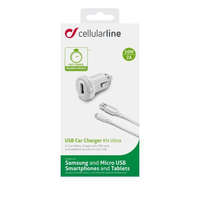 Cellularline Cellularline car charger with data cable and microUSB connector, 2A