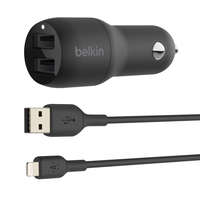 Belkin Belkin Boost Charger Dual USB-A Car Charger 24W + USB-A to Lightning Cable Black