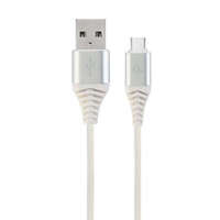 Gembird Gembird CC-USB2B-AMCM-1M-BW2 Premium cotton braided Type-C USB charging and data cable 1m Silver/White