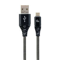 Gembird Gembird CC-USB2B-AMmBM-1M-BW Premium cotton braided Micro-USB charging and data cable 1m Black/White
