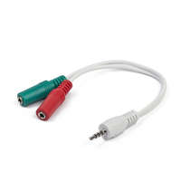 Gembird Gembird 3.5mm 4-pin plug to 3.5mm stereo + microphone sockets adapter cable 0,15m White