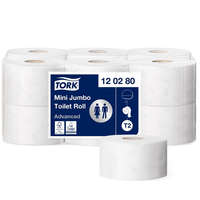 Tork Toalettpapír 2 rétegű közületi átmérő: 19 cm fehér 12 tekercs/csomag Mini Jumbo Tork_120280