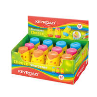 Keyroad Hegyező 2 lyukú tartályos, fedeles 12 db/display Keyroad Cheese vegyes színek