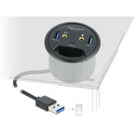 DELOCK DeLock 3 Port In-Desk Hub USB 1x USB Type-C and 2x USB Type-A + HD-Audio Ports