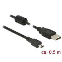 DELOCK DeLock USB 2.0 Type-A male > USB 2.0 Mini-B male 0,5m cable Black