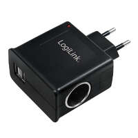 Logilink Logilink PA0046 Power Socket Adapter 2xUSB ports + 1x cigarette lighter socket 12W Black
