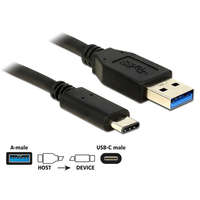 DELOCK KAB Delock 83870 USB3.1 (Gen.2) 10Gbps A típusú csatl. dugó > USB Type-C kábel - Fekete - 1m