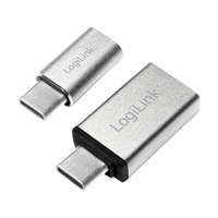  Logilink USB-C adapterkészlet, C/M - USB-A/F + C/M - Micro-USB/F, ezüst