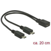 DELOCK DeLock Cable USB micro B female > 2xUSB micro-B male 20cm Black
