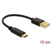 DELOCK Delock Töltő kábel USB A-típusú - USB Type-C csatlakozó végekkel 15 cm
