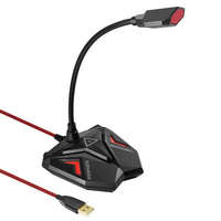 Promate Promate USB Mikrofon - STREAMER (Plug & Play, flexibilis, 3,5mm port, piros)