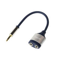 Logilink Logilink Audiokábel, 3,5 mm-es 3-Pin/M - 2x3,5 mm/F, fém, fekete/kék, 0,18 m
