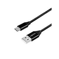 Logilink Logilink USB 2.0 C-típusú kábel, C/M-USB-A/M, szövet, fekete, 1 m