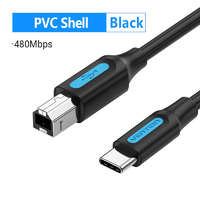  KÁBEL USB 2.0 C - B, 2A 2M Fekete