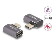DELOCK Delock USB Adapter 40 Gbps USB Type-C PD 3.0 100 W csatlakozódugóval - csatlakozóhüvellyel, ívelt bal / jobb 8K 60 Hz fém