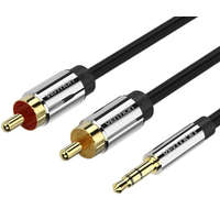  Vention 3.5mm jack/M -> 2*RCA/M, 2m, (audio, aranyozott, fémház), kábel