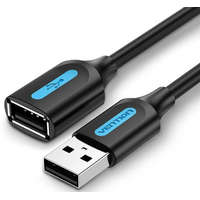  Vention USB-A 2.0/M -> USB-A 2.0/F (hosszabbító, PVC fekete) , 1,5m, kábel