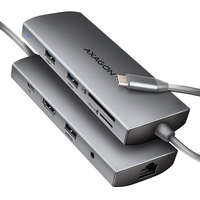 AXAGON AXAGON HMC-8HLSA USB-C 3.2 Gen 1 3x USB-A + 4K/30Hz HDMI + SD/microSD GLAN Audio PD 100W hub