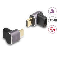  Delock USB Adapter 40 Gbps USB Type-C PD 3.0 100 W csatlakozódugóval - csatlakozóhüvellyel, ívelt 8K 60 Hz fém kompakt