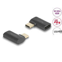  Delock USB Adapter 40 Gbps USB Type-C PD 3.1 240 W csatlakozódugóval - csatlakozóhüvellyel, ívelt bal / jobb 8K 60 Hz