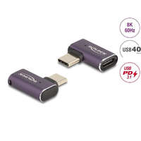  Delock USB Adapter 40 Gbps USB Type-C PD 3.1 240 W csatlakozódugóval - csatlakozóhüvellyel, ívelt bal / jobb 8K 60 Hz fém