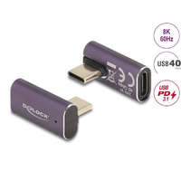  Delock USB Adapter 40 Gbps USB Type-C PD 3.1 240 W csatlakozódugóval - csatlakozóhüvellyel, elforgatott ívelt bal / jobb 8K 60 Hz fém