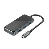  Vention USB-C -> USB3.0*4/PD (0,15m, szürke, tükrös felületű), Dokkoló