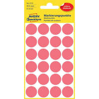 Avery Etikett címke, o18mm, jelölésre, neon 24 címke/ív, 4 ív/doboz, Avery piros