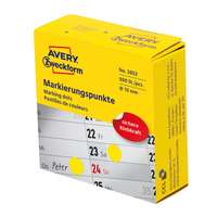 Avery Etikett címke, o10mm, tekercses jelölőpont adagoló dobozban 800 címke/doboz, Avery sárga
