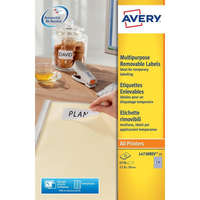 Avery Etikett címke, 17,8 x10mm, univerzális visszaszedhető, 270 címke/ív, 25 ív/doboz, Avery fehér