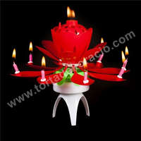 Lótusz zenélő gyertya - piros